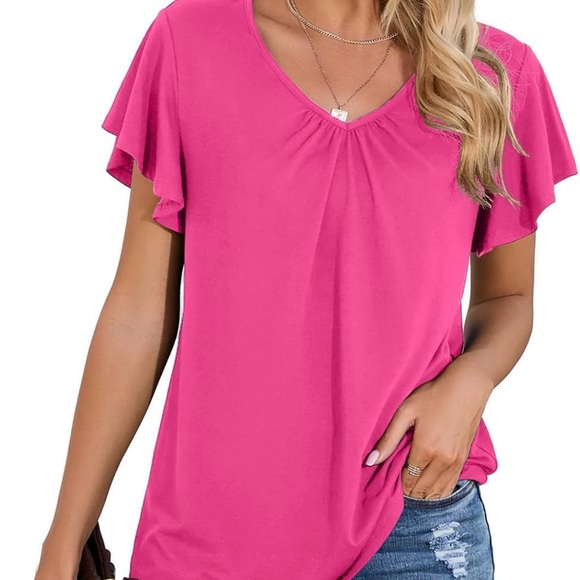 Landroiy Women’s Short Sleeve Top. Shirred Detail. New and Never Worn. Size XXL. - Picture 2 of 7